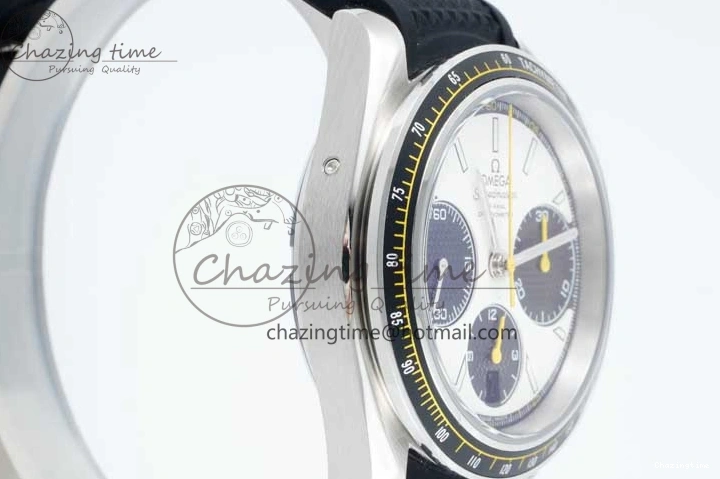 0516 Speedmaster Racing Master SS HKF Best Edition White Black Dial on Black Rubber Strap A Effortless 7813